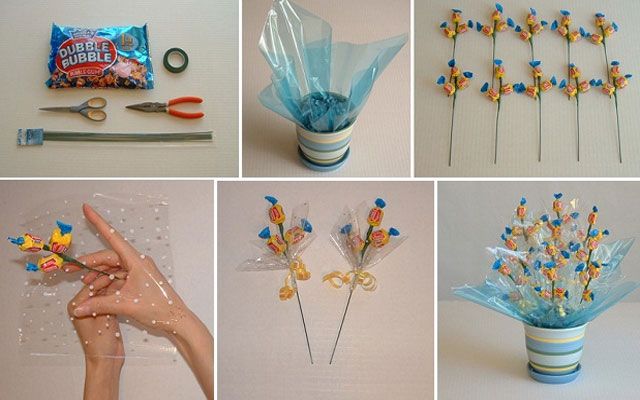 Buketter av søtsaker med hendene med svingbaserte bilder