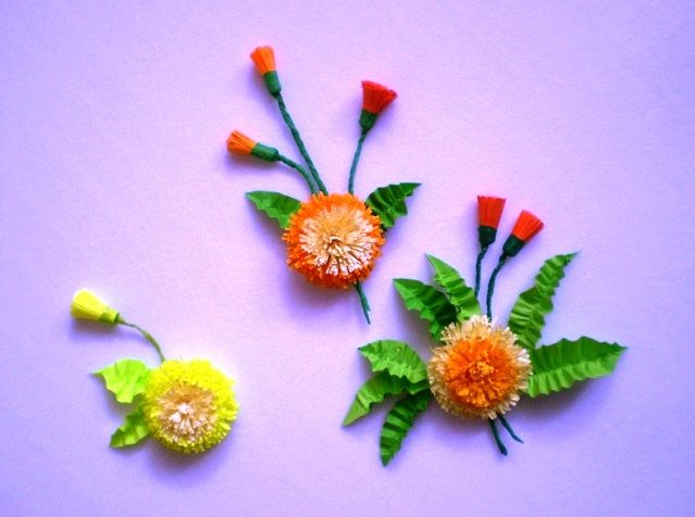 Flores de papel na técnica de folhos