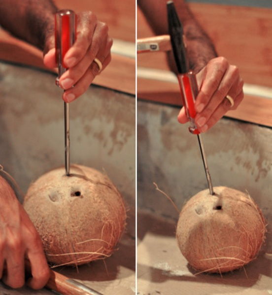 Hvordan åpne en kokosnøtt