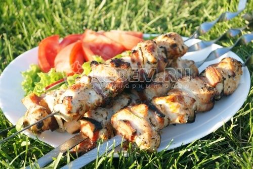Shish kebab из курицы с корейкой