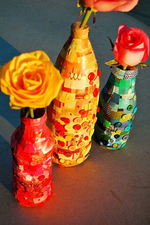 Flaschen mit eigenen Händen dekorieren